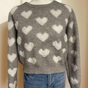 Gray Heart Pattern Sweater Medium